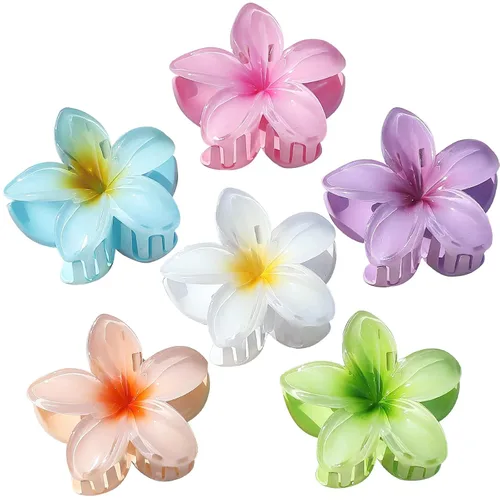 Miniatura 16 de Sisiaipu - Pinza para el cabello, 6 piezas, grandes, con forma de flor, para cabello grueso y mediano, pinzas para el cabello con flores hawaianas