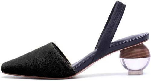 Fericzot Mule Shoes Sandalias esféricas de tacón transparente Zapatillas de punta cuadrada Slip On Bombas Slingback Zapatos de vestir de boda