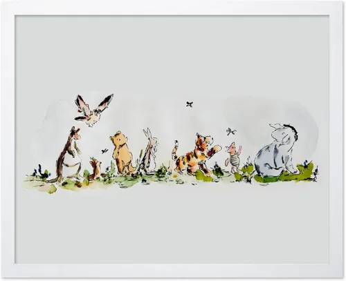 Miniatura 22 de Poster Master Póster de ilustración vintage, impresión de paisaje retro, regalo para bebé, niño, mapa de madera de 100 acres, oso, cerdo, animal