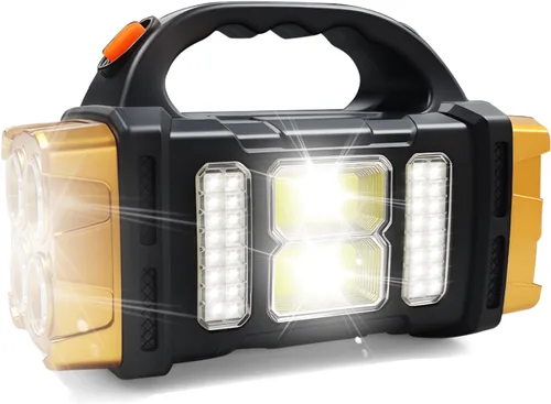 Miniatura 11 de Linterna solar de mano, 4 modos de iluminación, luz de trabajo LED recargable, USB-C y linterna portátil con energía solar, luz de campamento de Rojo