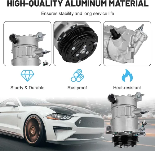 Miniatura 5 de Nuevo Compresor de aire acondicionado de CA con embrague para Ford Mustang 2.3 2.3L 2015-2024 15 16 17 18 19 20 21 22 23 24