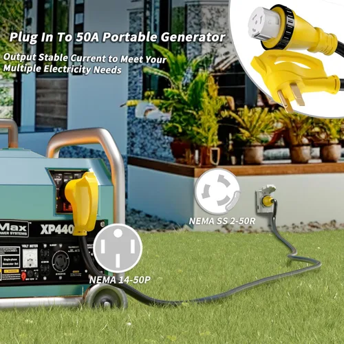 Miniatura 2 de PlugSaf Cable generador de 50 amperios, cable de extensión RV de 10 pies y 50 amperios con bloqueo giratorio, cable generador 50A de 4 puntas, NEMA