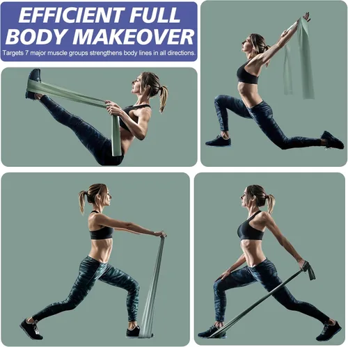 Miniatura 4 de Bandas de resistencia para entrenamiento, bandas de ejercicio de látex natural para terapia física, estiramiento, yoga, pilates, entrenamiento
