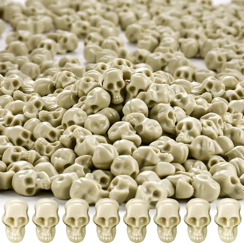 115 mini cabezas de calavera de plástico, calaveras en miniatura, figuras de calavera de Halloween para bromas de Halloween, bar, decoración de mesa