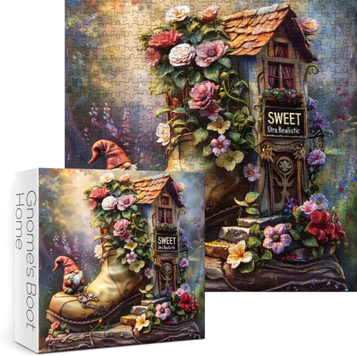 Miniatura 2 de Rompecabezas mágicos de gnomo de casa de flores para adultos, 1000 piezas, divertidos rompecabezas de elfo para adultos, rompecabezas de naturaleza