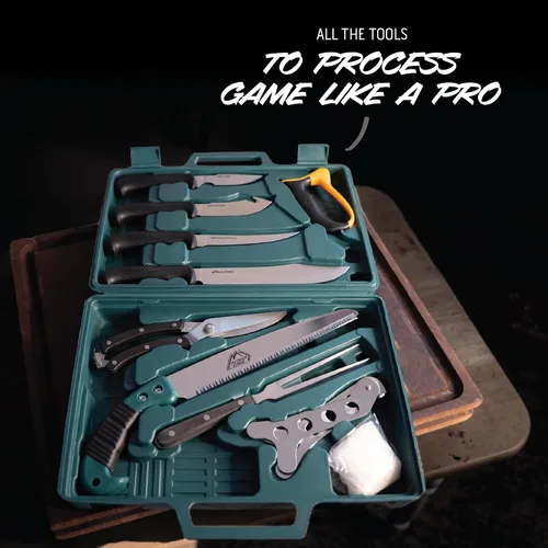 Miniatura 3 de Outdoor Edge Procesador de juegos, PR-1, kit completo de cuchillos de caza de 12 piezas para procesar juegos grandes, cuchillas afiladas de acero