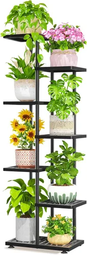 Miniatura 16 de LASZOLA Soporte Negro de Madera de 5 Niveles para Plantas de Interior para Macetas Más Grandes de Servicio Pesado, Estantes Verticales Resistentes