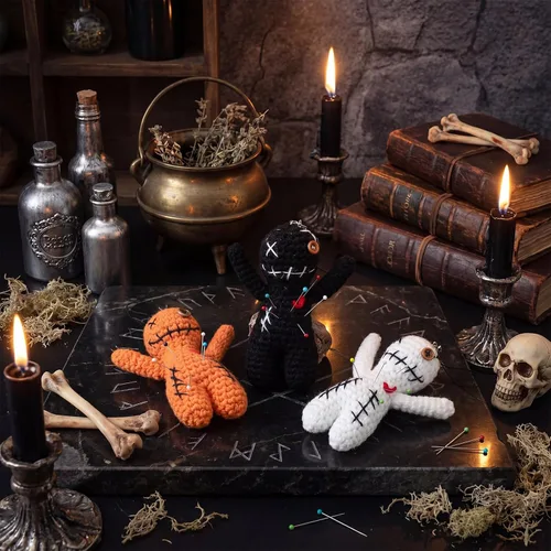 Miniatura 7 de Poen 3 muñecas vudú de terror con 30 pines de calavera, decoración de relleno de Navidad, divertidos adornos inspiradores positivos, regalos