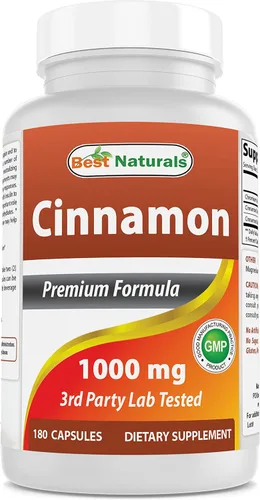 Best Naturals Canela 2000 mg Equivalente con Cromo 400 mcg por porción - Apoyo al metabolismo - 180 Cápsulas