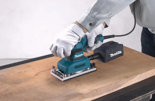 Miniatura 2 de Makita Lijadora de acabado de hojas, 1/3 pulgadas, 1.7 A, verde azulado (BO3710)