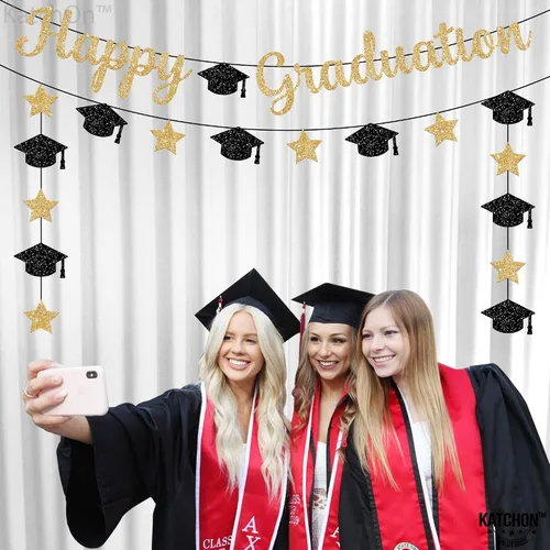 Miniatura 6 de Cartel de feliz graduación con purpurina – No DIY, pre-encordado Cartel de feliz graduación para decoraciones de fiesta de graduación 2026