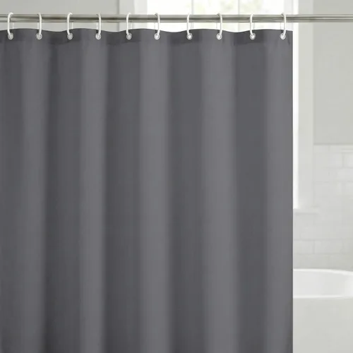 Miniatura 9 de Americanflat 71x74 Cortina de Ducha Sólida Negra - Cortina de Ducha Larga Resistente al Agua con Ojales de Metal Duraderos y 12 Ganchos - 100%