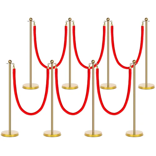 Miniatura 7 de Woanger Juego de 8 decoraciones de fiesta de alfombra roja de 27.5 pulgadas, postes ligeros y cuerdas de terciopelo para alfombra roja, noche