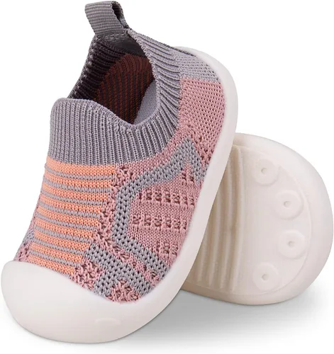 Zapatos para caminar para bebés, primer andador para bebés, niñas pequeñas, antideslizantes, más seguros, suela suave, sin cordones, ancho ancho,