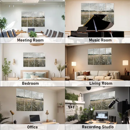 Miniatura 8 de FurnoFlexArt Paneles Acústicos Artísticos Azulejos Decorativos para Habitación Paneles de Espuma Insonorizante Absorbente Amortiguador Cancelador