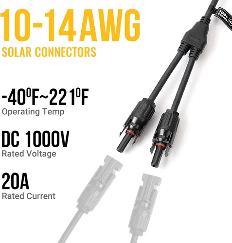 Miniatura 3 de BougeRV 2 pares de conectores solares Y rama paralelo adaptador cable cable enchufe kit de herramientas para panel solar