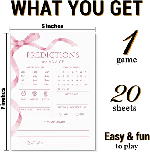 Miniatura 2 de Predicciones de bebé y tarjetas de consejos para nuevos padres, juegos clásicos de baby shower para niños, deseos para mamá y papá, 20 tarjetas