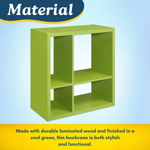 Miniatura 6 de Kings Brand Furniture - Katelyn - Estantería abierta de 4 cubos, organizador de almacenamiento de juguetes para niños (verde)