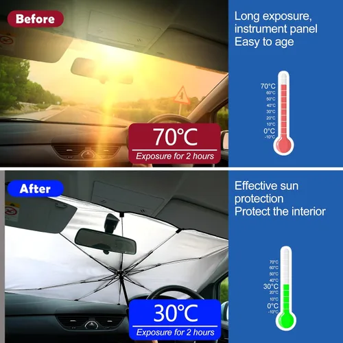 Miniatura 4 de Riakrum Parasol plegable para parabrisas de automóvil, diseño de águila patriótica, bandera estadounidense, protección contra rayos UV, mantiene