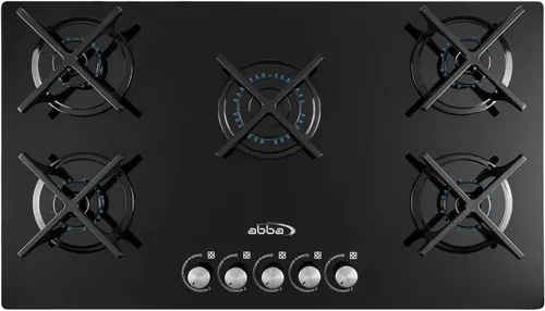 ABBA - Placa de cocina de gas de 36 pulgadas con 5 quemadores sellados, rejilla en forma de X, superficie de vidrio templado con quemadores SABAF,