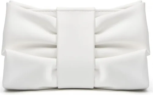 Elegante bolso de mano con lazo para mujer, suave y plisado, bolsa de noche de poliuretano con cadena desmontable para fiesta de graduación, boda