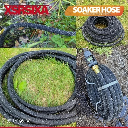 Miniatura 7 de Manguera de remojo resistente de 150 pies, goma ultra flexible de 1/2 pulgada con núcleo reforzado, estiramiento 20% más fuerte y flujo de agua