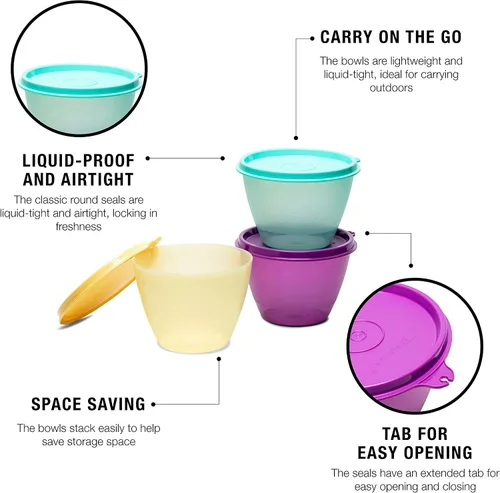 Miniatura 3 de Tupperware Recipiente de plástico - 13.5 fl oz, 6 piezas, multicolor