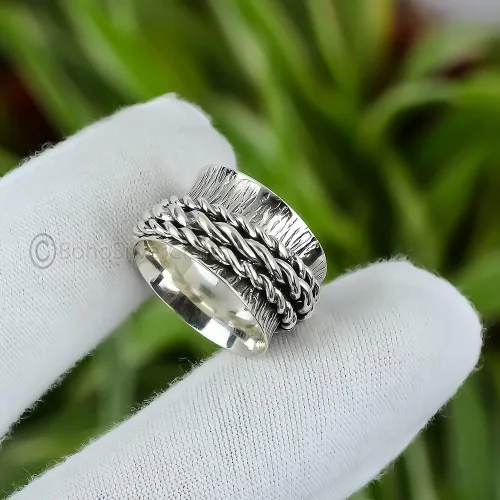 Miniatura 2 de Spinner Silver Ring, 925 Silver Jewelry For Women, Statement Ring Silver, Spinner Band Rings, Bohemian Silver Ring, Minimalist Spinner Ring, Dainty