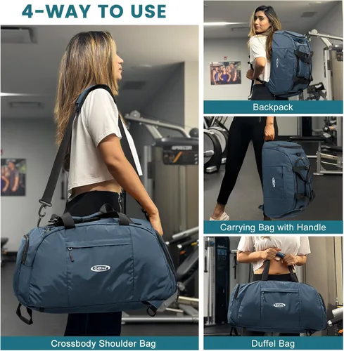 Miniatura 6 de G4Free Mochila de lona de 40L de tres usos para gimnasio, mochila para hombre y mujer, mochila deportiva con compartimento para zapatos, mochila