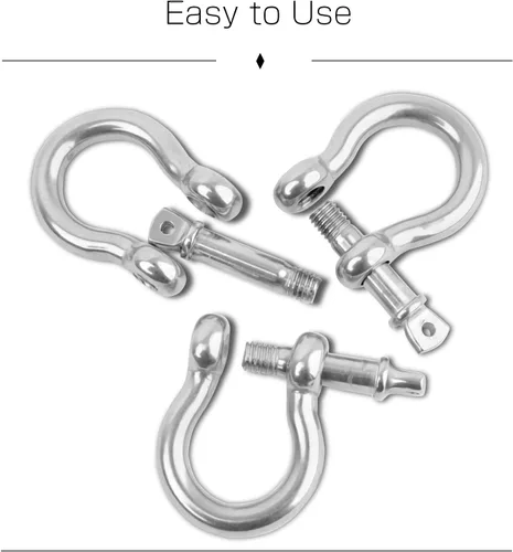 Miniatura 5 de AMYSPORTS Grillete de cadena resistente Acero inoxidable Levantamiento Pin Grillete Anclaje Arco Marina Anillo Grilletes Tornillo de acero al aire