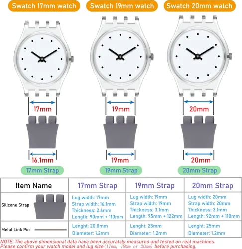 Miniatura 4 de Bandas de silicona para Swatch de 0.67 pulgadas, 0.79 pulgadas, 0.78 pulgadas, correas de reloj de repuesto ajustables impermeables, correas de Azul