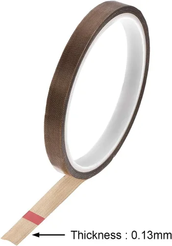 Miniatura 3 de uxcell Cinta de tela revestida de PTFE de 0.236 in Cinta de alta temperatura marrón para selladores de vacío, mano e impulso Cinta adhesiva