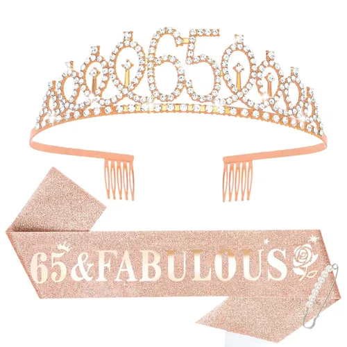 Miniatura 22 de Casoty Juego de diadema y tiara de 40 y fabuloso, oro rosa, para decoraciones de cumpleaños de 40 años, regalos para mujeres, decoraciones de fiesta