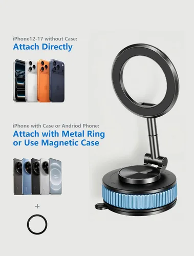 Miniatura 6 de Soporte de teléfono de coche para Magsafe [98 + libras de succión más fuerte y 2400 gf magnético] Soporte de teléfono ajustable de 360° para tu auto