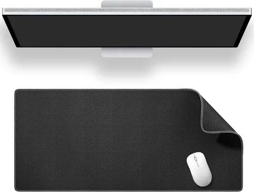 Miniatura 19 de ALOANES - Alfombrilla de escritorio negra impermeable, alfombrilla grande para mouse con alfombrilla extendida, con base antideslizante, borde