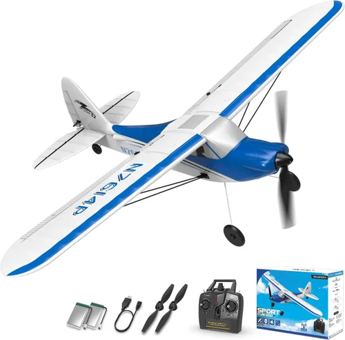 VOLANTEXRC Avión Entrenador RC Sport Cub 4CH con control remoto, avión con protector de hélice, estabilizador de giro de 6 ejes y 3 modos de vuelo,