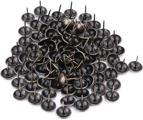 Miniatura 28 de MroMax 120 tachuelas de clavos para tapicería de 0.47 pulgadas de diámetro, hierro de estilo vintage, de metal, redondos, de 0.67 pulgadas de altura