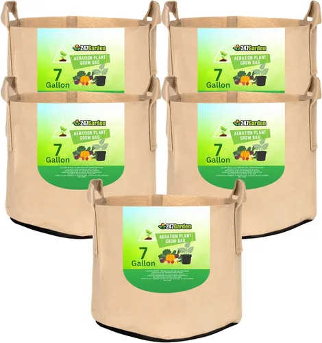 Miniatura 12 de 247Garden Paquete de 2 bolsas de cultivo de 200 galones/macetas de tela de aireación con asas (300 GSM, negro, 24A x 50D)