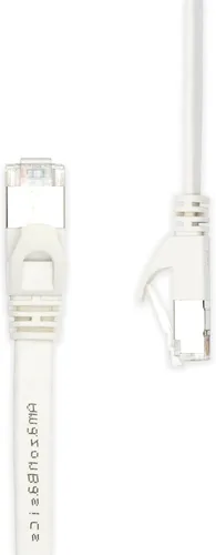 Miniatura 3 de Amazon Basics Cable de conexión Ethernet RJ45 Cat 7, plano, 600 MHz, sin enganches, incluye 15 clavos, 30 pies, color blanco