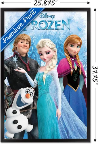 Miniatura 3 de 24 x 36 pulgadas de Disney Frozen - Póster de pared grupal, 36 pulgadas de largo x 24 pulgadas de ancho, versión enmarcada en negro