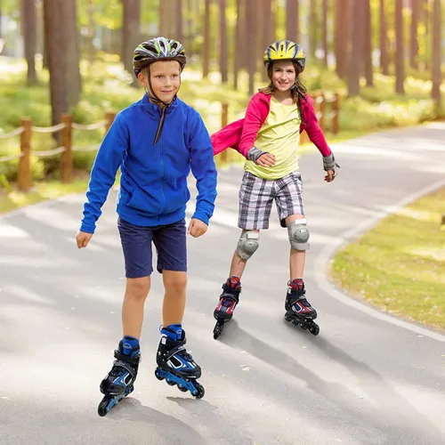 Miniatura 7 de MammyGol Adjustable Inline Skates for Kids Boys Girls Youth Blades Roller Skates with Light up Wheels Ages 4-16 Azul