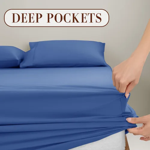 Miniatura 5 de Sábanas 100% de algodón egipcio, tamaño King, juego de sábanas pesadas de lujo de 1000 hilos, para todas las estaciones, ropa de cama súper suave