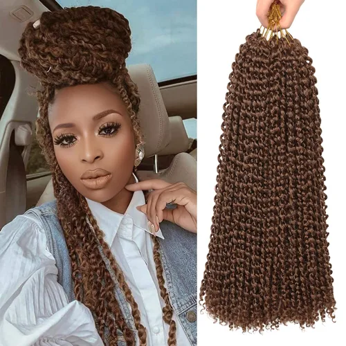 Miniatura 55 de Cabello Passion Twist de 30 pulgadas, cabello rubio de ondas de agua con ganchillo para mujeres, cabello rubio Passion Twist de ganchillo largo 27#