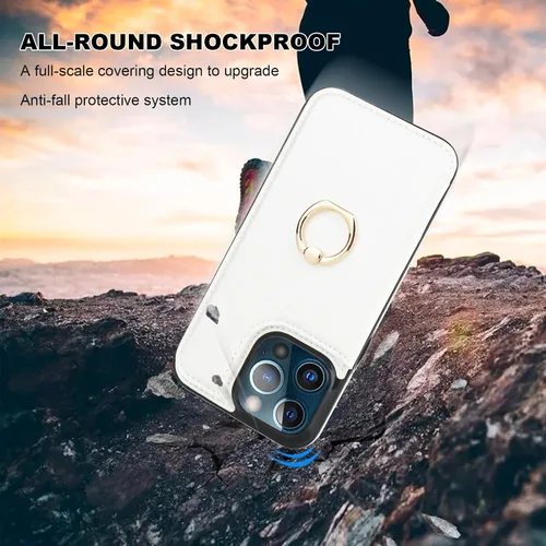 Miniatura 18 de ONETOP Funda tipo cartera para iPhone 13 Pro Max con soporte para tarjetas, anillo de rotación de 360°, función atril, bloqueo RFID, piel sintética