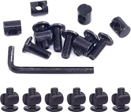 Miniatura 25 de Swpeet 25 tornillos de cabeza hexagonal M6 de 3.150 in, color negro, para cuna, cuna y tuercas de barril con 1 llave Allen, perfecta para muebles