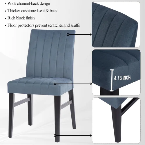 Miniatura 5 de Roundhill Furniture Wendell - Juego de 2 sillas de comedor tapizadas contemporáneas, color azul