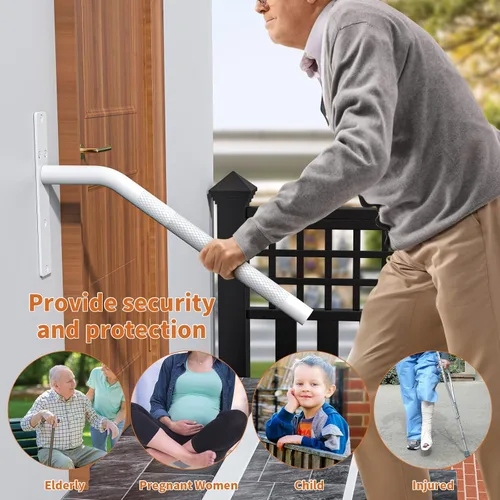 Miniatura 5 de Munzong - Barandillas blancas de 16 pulgadas para escaleras de 1 a 3 escalones, barandilla antideslizante de acero inoxidable SUS304 para escaleras