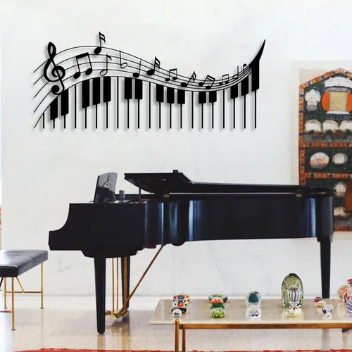 Miniatura 5 de Yemwot Nota de metal musical para pared, notas musicales y arte de pared de metal para piano, decoración de notas, decoración de piano, letrero