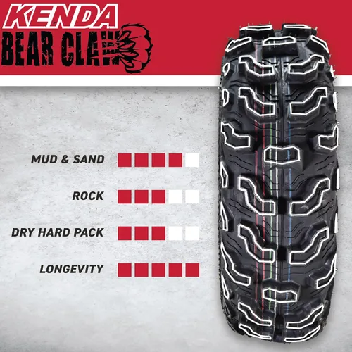 Miniatura 3 de Kenda Bearclaw EX K573-21x7-10 - Neumático delantero para vehículos todo terreno (ATV), UTV y lado a lado (SxS), 6 capas, Bear Claw EX 21x7x10