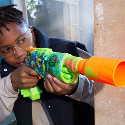 Miniatura 7 de Nerf Zombie Driller Dart Blaster, 16 dardos Nerf Elite, cilindro giratorio de 5 dardos, alcance extraíble, juegos al aire libre, a partir de 8 años
